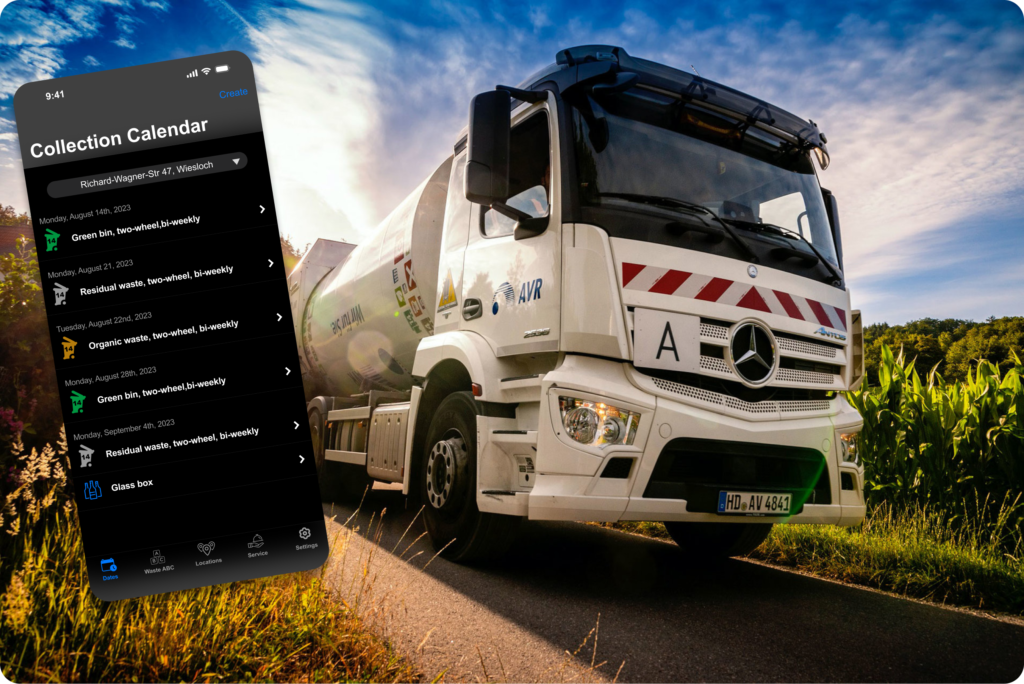 introductory picture of app AVR Abfall including app screenshot