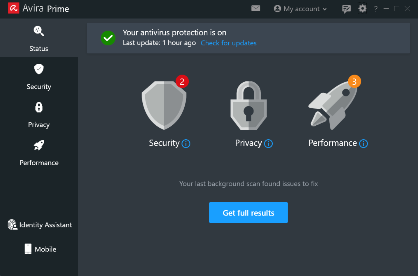 Screenshot of Avria Security for Windows
