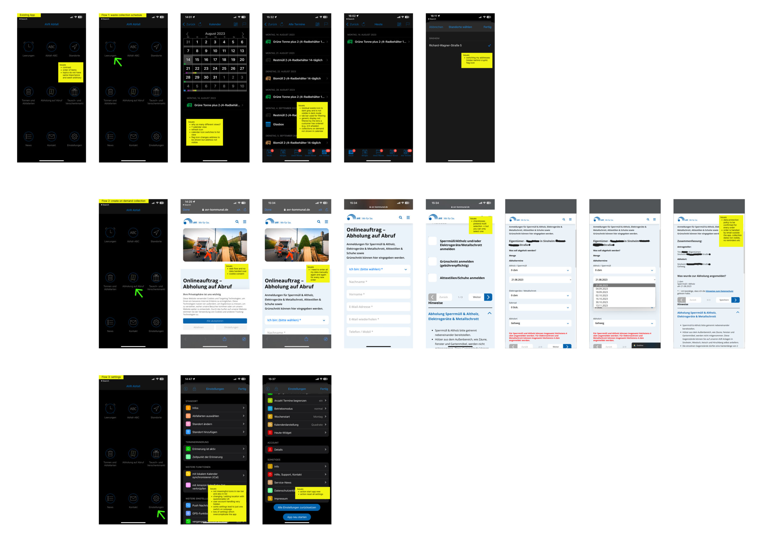 AVR Abfall -existing app flows with issues