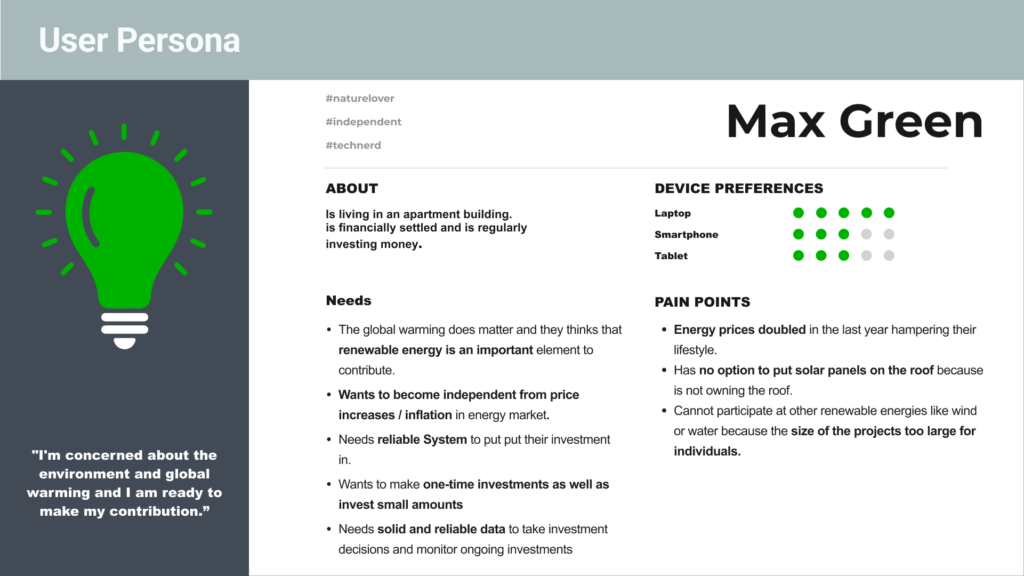 WEnergy - User Persona Max Green