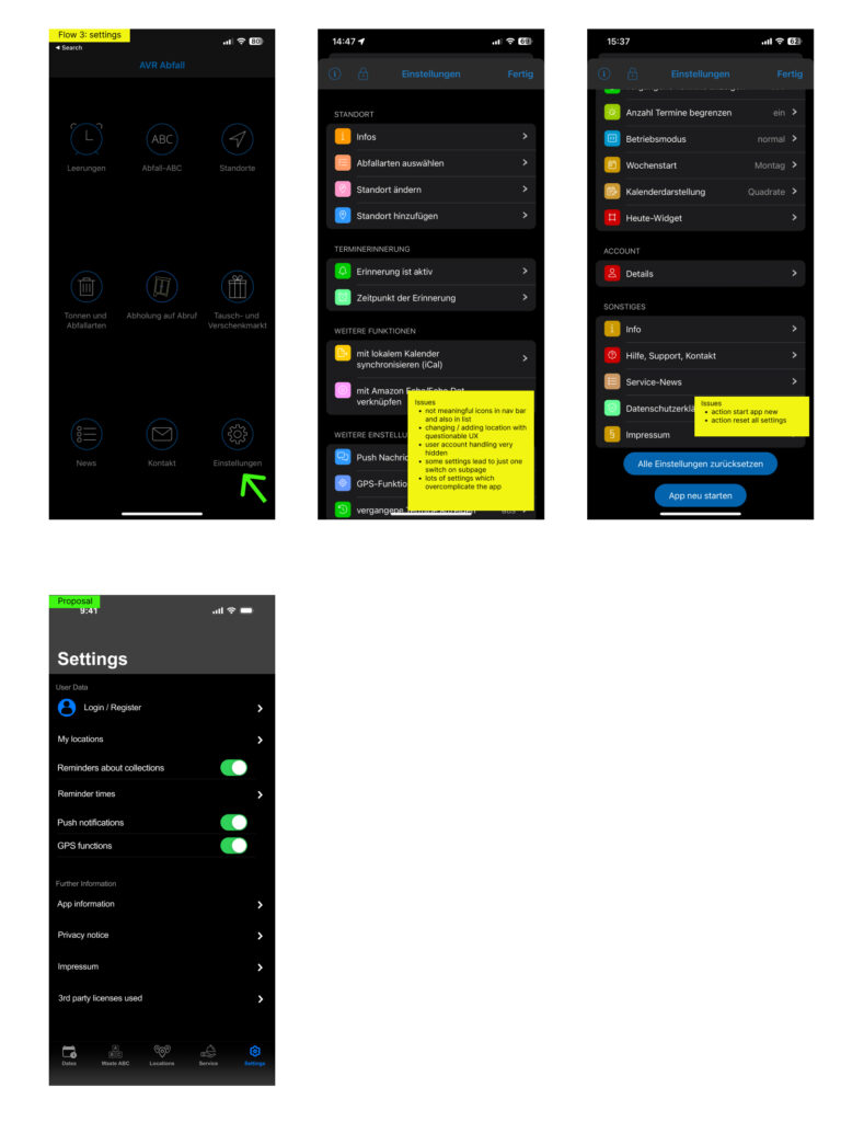AVR Abfall - settings - old vs suggested version